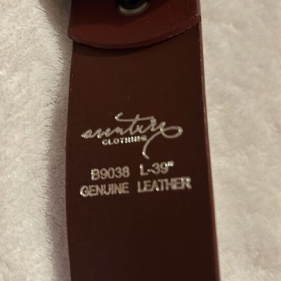 Brown Leather Belt Large 39" Aventura Hubbard nail head - Picture 5 of 6